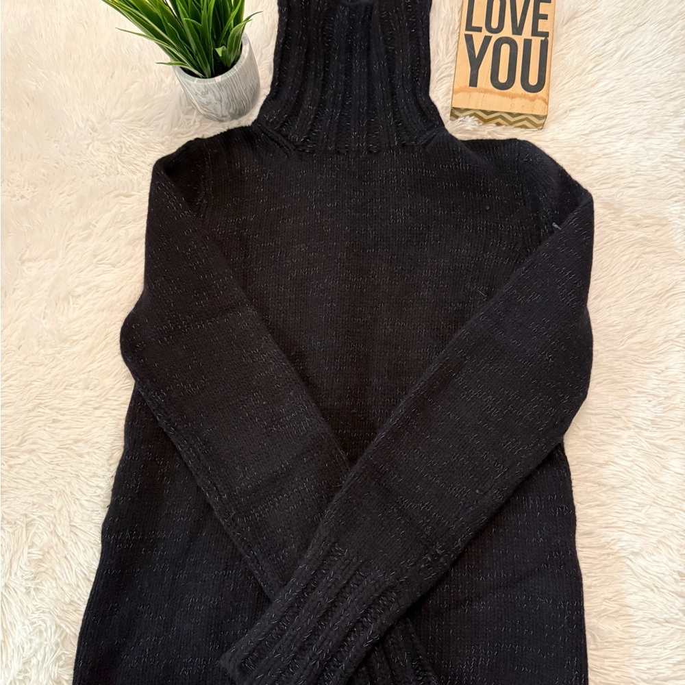 Gap Black Turtleneck Sweater with Silver Accents
